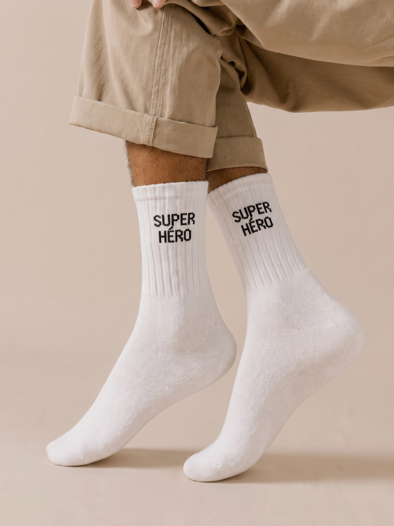 Chaussettes "Super héro" - Blanc Chaussettes "Super héro" - Blanc