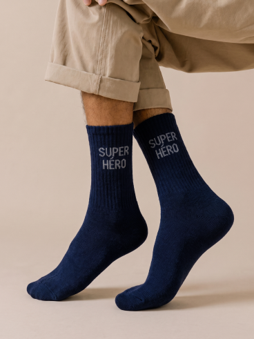 Chaussettes "Super héro" - Bleu marine