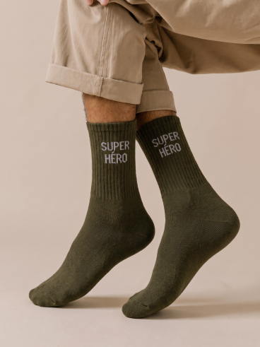 Chaussettes "Super héro" - Kaki