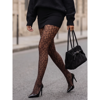 Bas collants léopard Miralda - Chocolat