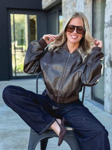 Veste en simili Zorka - Marron