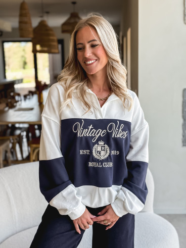 Pull Mylie - Blanc/Bleu marine Pull Mylie - Blanc/Bleu marine