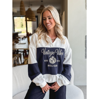 Pull Mylie - Blanc/Bleu marine