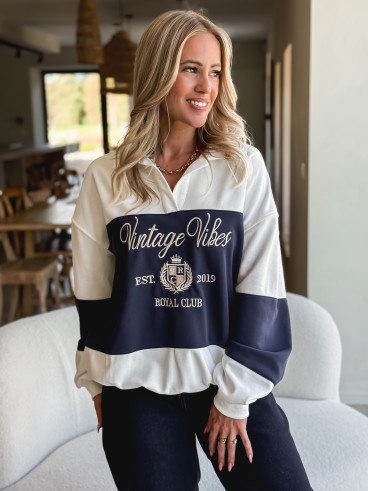 Pull Mylie - Blanc/Bleu marine Pull Mylie - Blanc/Bleu marine