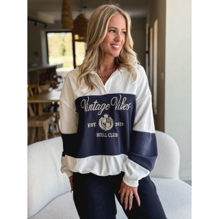 Pull Mylie - Blanc/Bleu marine