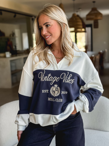 Pull Mylie - Blanc/Bleu marine Pull Mylie - Blanc/Bleu marine