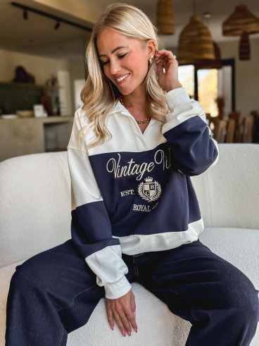 Pull Mylie - Blanc/Bleu marine Pull Mylie - Blanc/Bleu marine