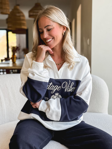 Pull Mylie - Blanc/Bleu marine Pull Mylie - Blanc/Bleu marine