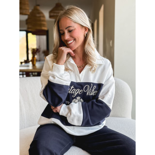 Pull Mylie - Blanc/Bleu marine