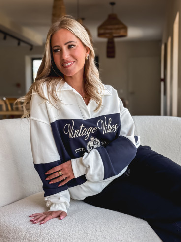 Pull Mylie - Blanc/Bleu marine