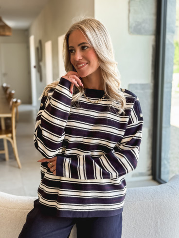 Pull ligné Valia - Bleu marine Pull ligné Valia - Bleu marine