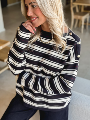 Pull ligné Valia - Bleu marine Pull ligné Valia - Bleu marine