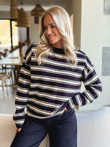 Pull ligné Valia - Bleu marine Pull ligné Valia - Bleu marine