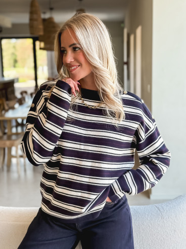 Pull ligné Valia - Bleu marine Pull ligné Valia - Bleu marine