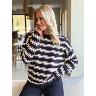 Pull ligné Valia - Bleu marine
