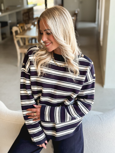 Pull ligné Valia - Bleu marine Pull ligné Valia - Bleu marine
