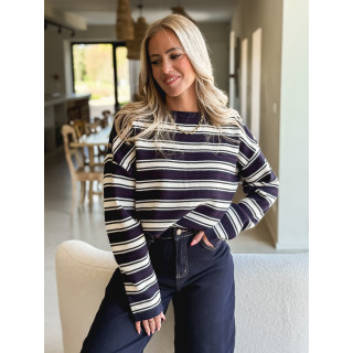 Pull ligné Valia - Bleu marine