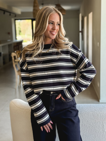 Pull ligné Valia - Bleu marine Pull ligné Valia - Bleu marine