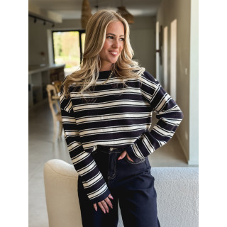 Pull ligné Valia - Bleu marine