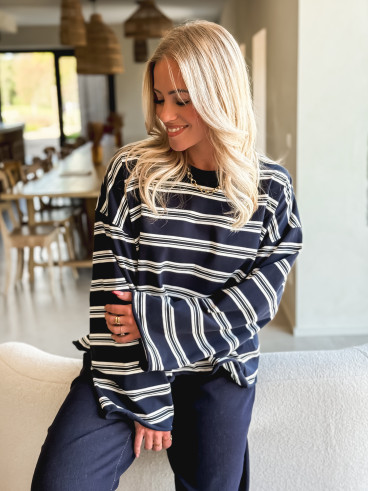 Pull ligné Maëlie - Bleu marine