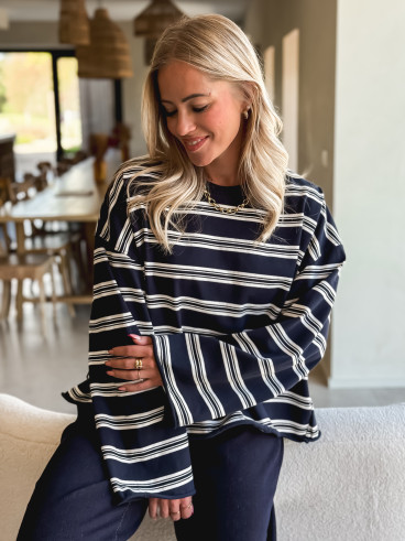 Pull ligné Maëlie - Bleu marine