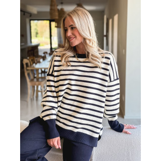 Pull ligné Samia - Ecru/Bleu marine