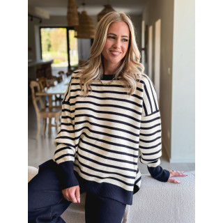Pull ligné Samia - Ecru/Bleu marine