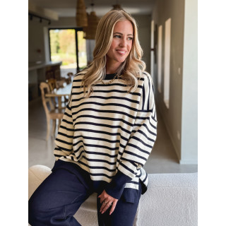 Pull ligné Samia - Ecru/Bleu marine
