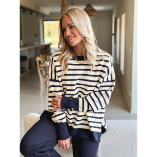 Pull ligné Samia - Ecru/Bleu marine