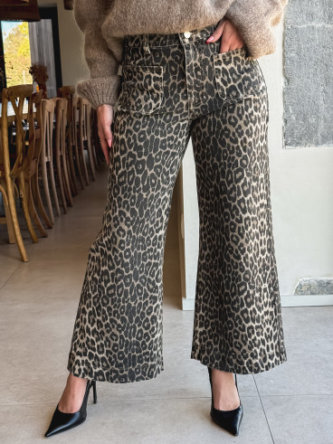 Jeans léopard Kélya - Beige Jeans léopard Kélya - Beige