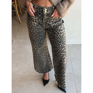 Jeans léopard Kélya - Beige