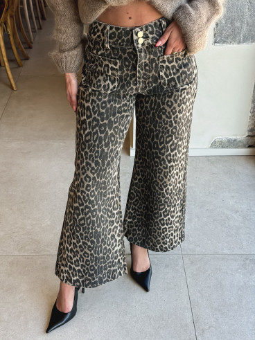 Jeans léopard Kélya - Beige