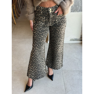 Jeans léopard Kélya - Beige