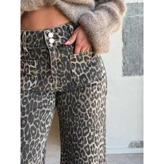 Jeans léopard Kélya - Beige