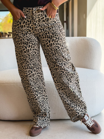Jeans léopard Maryam - Beige