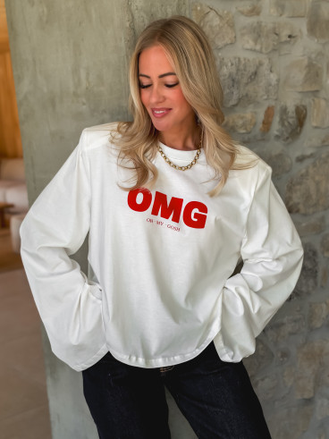 T-shirt à longues manches "OMG" - Blanc T-shirt à longues manches "OMG" - Blanc