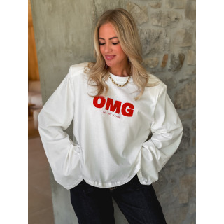 T-shirt à longues manches "OMG" - Blanc