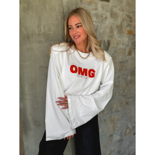 T-shirt à longues manches "OMG" - Blanc