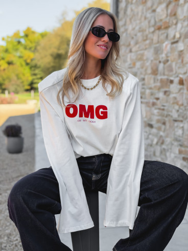 T-shirt à longues manches "OMG" - Blanc T-shirt à longues manches "OMG" - Blanc