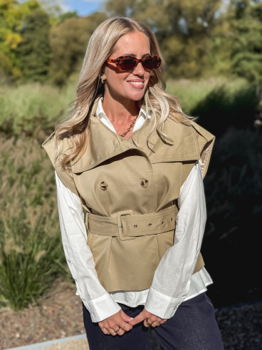 Veste sans manches Soliana - Taupe Veste sans manches Soliana - Taupe