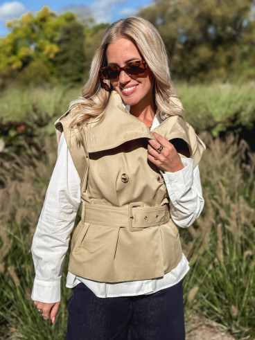 Veste sans manches Soliana - Taupe Veste sans manches Soliana - Taupe