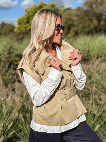 Veste sans manches Soliana - Taupe Veste sans manches Soliana - Taupe