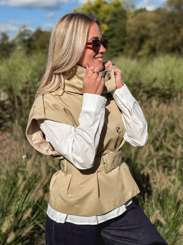 Veste sans manches Soliana - Taupe Veste sans manches Soliana - Taupe