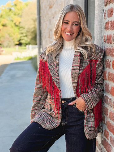 Blazer Queenie - Beige/Rouge Blazer Queenie - Beige/Rouge