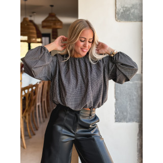 Blouse à carreaux Déania - Noir