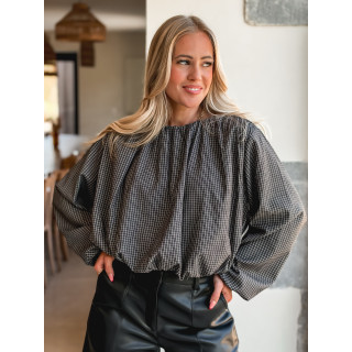 Blouse à carreaux Déania - Noir