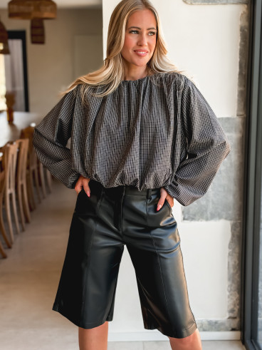 Blouse à carreaux Déania - Noir