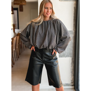 Blouse à carreaux Déania - Noir