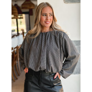 Blouse à carreaux Déania - Noir