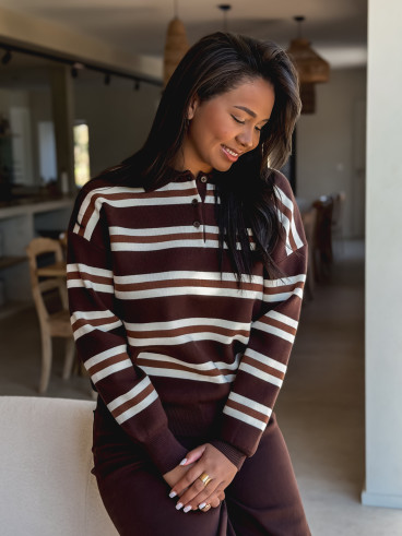 Pull ligné Albane - Chocolat Pull ligné Albane - Chocolat